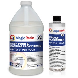 Magic Resin Deep Pour Epoxy Resin Kit | 3/4 Gallon (2.85 L) | 2'' Deep Pour & Casting | Low VOC & Low Odor | Clear | For River Tables, Casting, Jewelry, Crafting & More