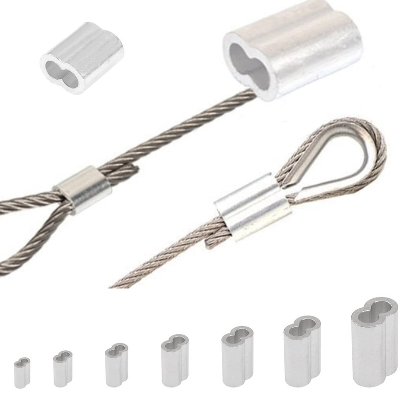 Rrina 315Pcs 8 Sizes Aluminum Crimping Loop Sleeve Double Barrel