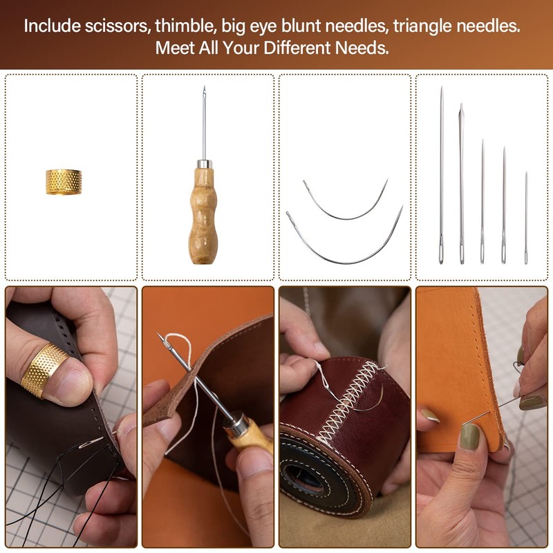 31 Piece Leather Craft Tool, For Beginners, Leathercraft, Thread, Needles,