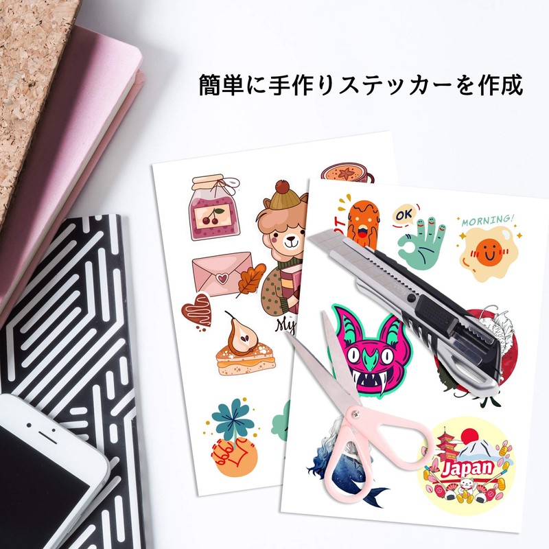A-SUB Photo Stickers, Label Stickers, A4, Matte Paper, Plain Paper