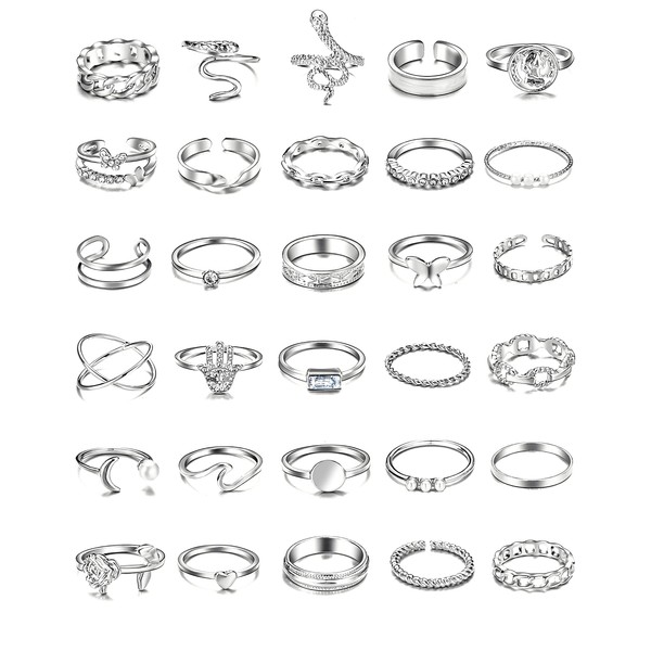 iF YOU 30 Pcs Vintage Knuckle Rings Set, Boho Butterfly