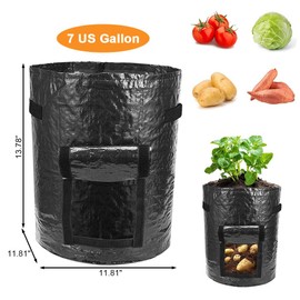 2 Pack 7 Gallon Potato Grow Bags, Aeration Fabric Pots Heavy Duty Thickened Plant Grow Bags Garden Vegetables Planting Bags with Access Flap and Handles for Potato Tomato Fruits Flower