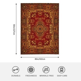 HGOD DESIGNS Vintage Retro Boho Rug Fleece Throw Blanket Ultra Soft Cozy Blooming Decorative Flannel Blanket All Season for Home Couch Bed Chair Travel 100x130cm