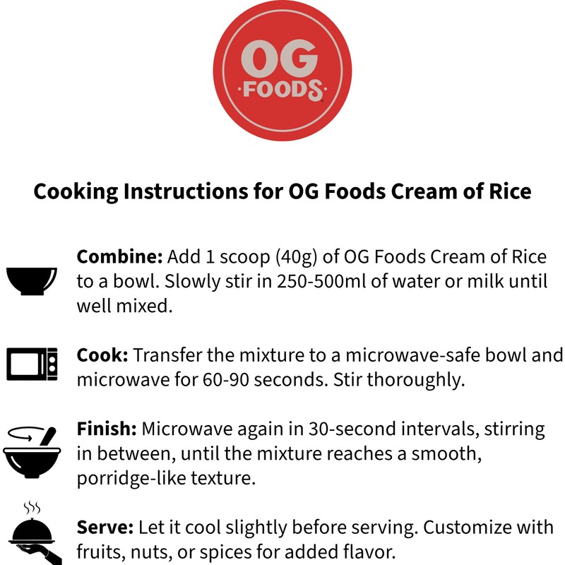 OG FOODS Cream of Rice Hot Cereal | Complex Carb