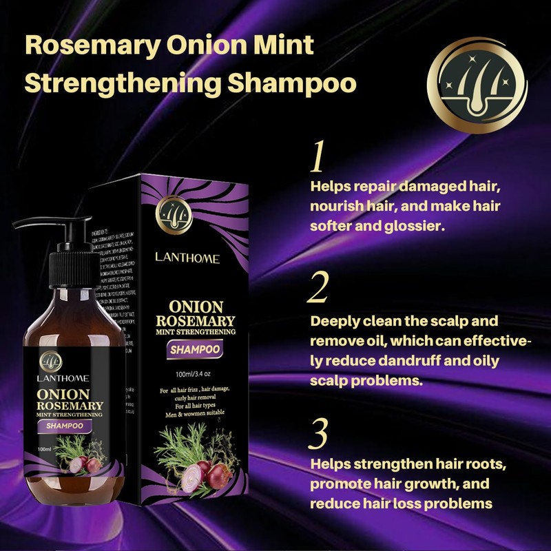 Onion Rosemary Mint Strengthening Shampoo, 100ml, Hair Growth Formula
