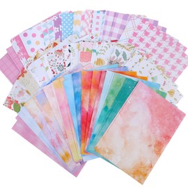 90 Sheets Decorative Stationery Paper, Craft Textured Writing Paper, Rainbow Flora Geometic Styles Scrapbook Paper, for Junk Journals, Letter Writing Invitations, Wall Art Decor, 5.7 Inch x 8.1 Inch