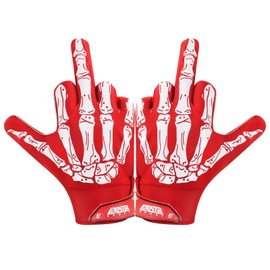 Exote Sports Youth Football Gloves American Wide Receiver Skeleton Football Gloves for Adult Men Women & Boys with Super Sticky Silicone Grip Palms Ultimate Performance Booster