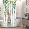 DASHAN Spring Easter Shower Curtain Green Leaves Shower Curtains for