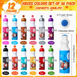 Fullhawl 36 Pack Bingo Daubers Bulk 12 Assorted Colors Dot Markers Large 2.14oz Dot Art Markers Washable Paint Daubers Bingo Supplies for Adult Kid Toddler Craft Drawing Classroom Coloring Party Gift