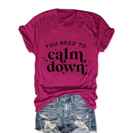 You Need to Calm Down Shirt Women Vintage Music Lover T-Shirt Funny Country Concert Outfit Tops(Rose,M)