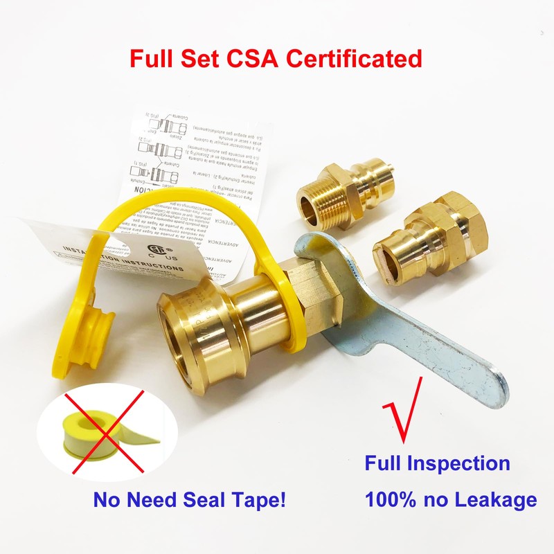 GRILLJOB 3/4" Female and Male Solid Brass Dual Fuel Generator