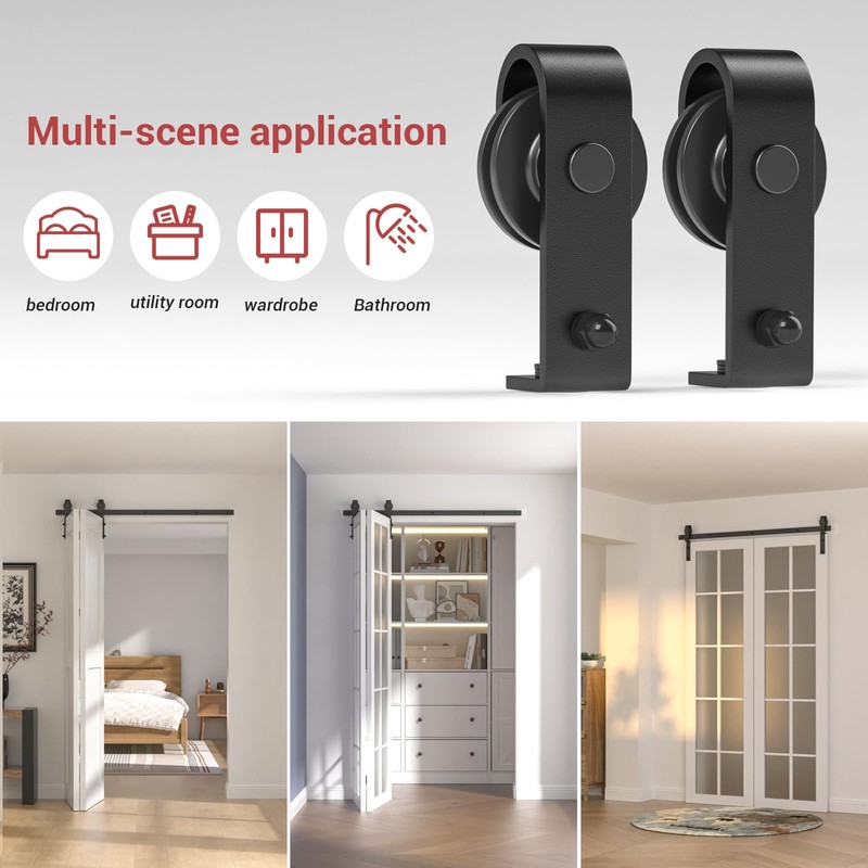 CCJH 5FT/60'' Bi-Folding Barn Door Hardware Sliding Track kit Heavy