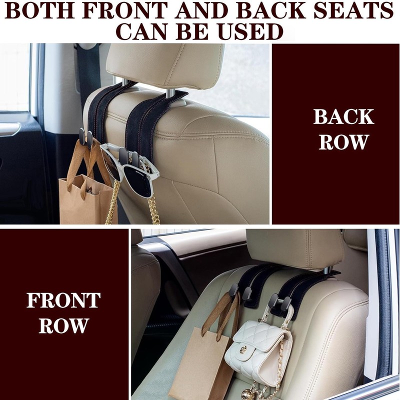 2PCS Gancho Reposacabezas Para Coche De Cuero Multifuncional Accesorio Automotriz