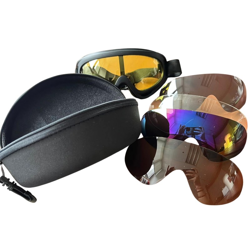 Omana Safety Goggles, Single frame with 5 lenses, Windproof Dustproof