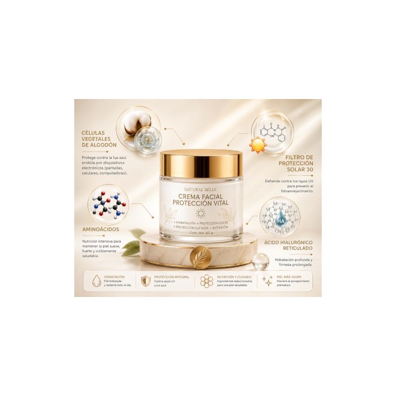 Crema Facial de día hidratante con células de algodón- 60g