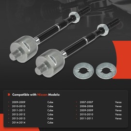 A-Premium 2 x Front Inner Tie Rod Ends, Compatible with Nissan Versa 2007-2011, Cube 2009-2014