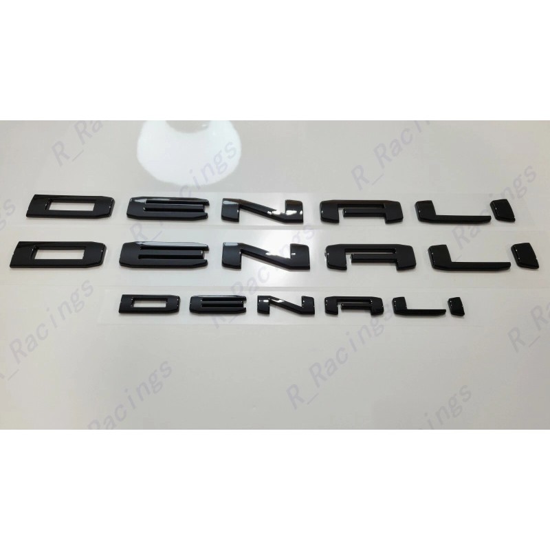 GMC 3pc Gloss Black Door Rear DENALI Emblems Letters 2021-2023
