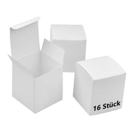 16 White Gift Boxes Kraft Paper, 10 x 10 x 10 cm Gift Box Small, Cardboard Boxes, Paper Boxes with Lid, Gift Boxes Square for Gifts, Party, Wedding, Birthdays
