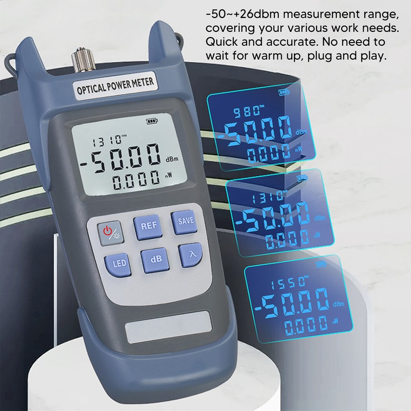 Optical Fiber Power Meter Optic Cable Tester ‑50~+26dbm with LED