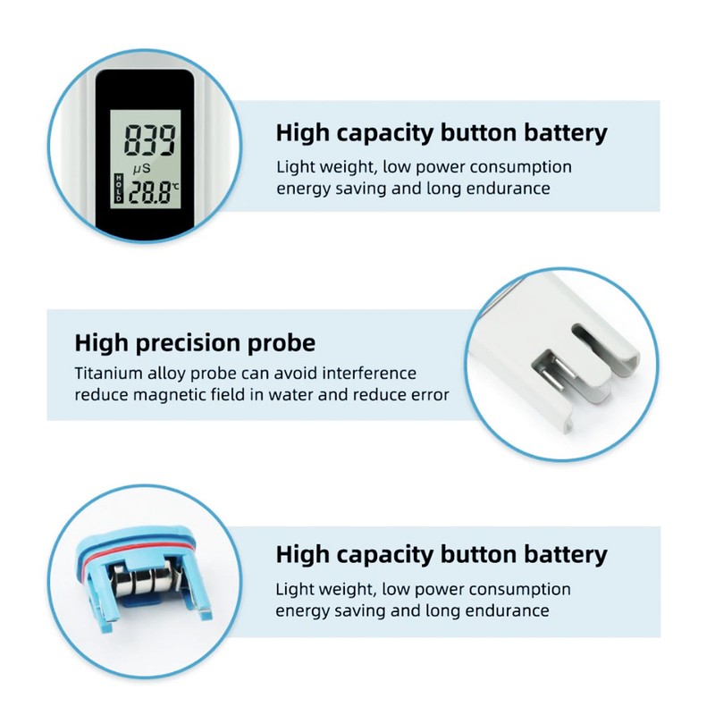 Water Testing Pen Multifunctional PH TDS EC Temperature Portable Automatic