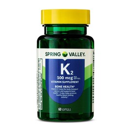 Spring Valley Vitamin K2 100mcg- 60 softgels (Pack of 1), Set by Basket Goods