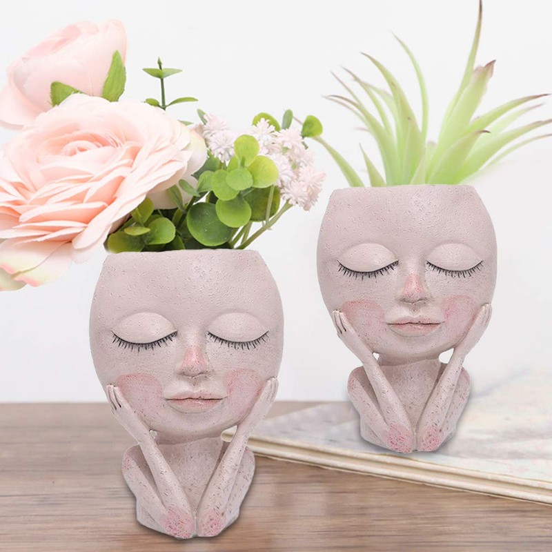 PovKeever Resin Planters Indoor Outdoor Succulent Planter Small Flower Pot