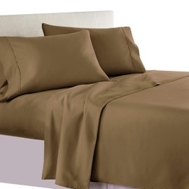 Solid 450-Thread Count, 100-Percent Cotton Full Size Bed Sheets Set, Taupe