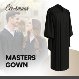 CLERKMANS Classic Master’s Degree Matte Graduation Gown – Deluxe Fluted Fabric 57 (6'0"-6'2")