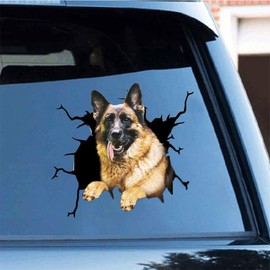 Funny German Shepherd Window Car Sticker,11.8x11.8in 3D Vinyl Waterproof Pet Auto Decals,for Wall Laptop Car Window Truck Bumper Refrigerator
