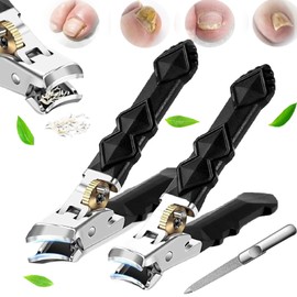 Zoerely Orthoclip, 2025 New Goredny Orthoclip Nail Clippers, Toenail Clippers for Thick Toenails, Double Configuration of Oblique and Flat Mouth, Splash-Proof, Long Handle (Oblique+Flat)