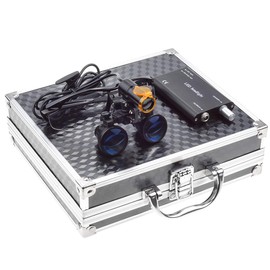 Lupas binoculares 3.5X + lámpara de lupa LED faro con filtro caja de aluminio negro