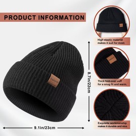 FISFET Mens Womens Hat Scarf Gloves Set Winter, Knit Lined Warm Winter Touch Screen Gloves Beanie Hat Neck Warmer Snood for Cold Weather, Fashion 3 in 1 Winter Warm Gift Set(Black)