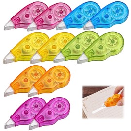 12 pieces correction roller, correction mouse, 4 m x 5 mm correction tape set, mini with protective cap, correction roller mouse in 6 colours, window correction roller, for the office, home office or