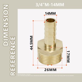 Bwintech Pack of 6 Hose Connectors 3/4" BSP Male x 14mm Hose Connector with 6 Pcs Clamps