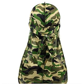 Assorted Paisley Bandana Doo rag Cap Headwraps Men's Women's Silk Durag with Long Tail and Wide Straps for 360 Waves (Black)