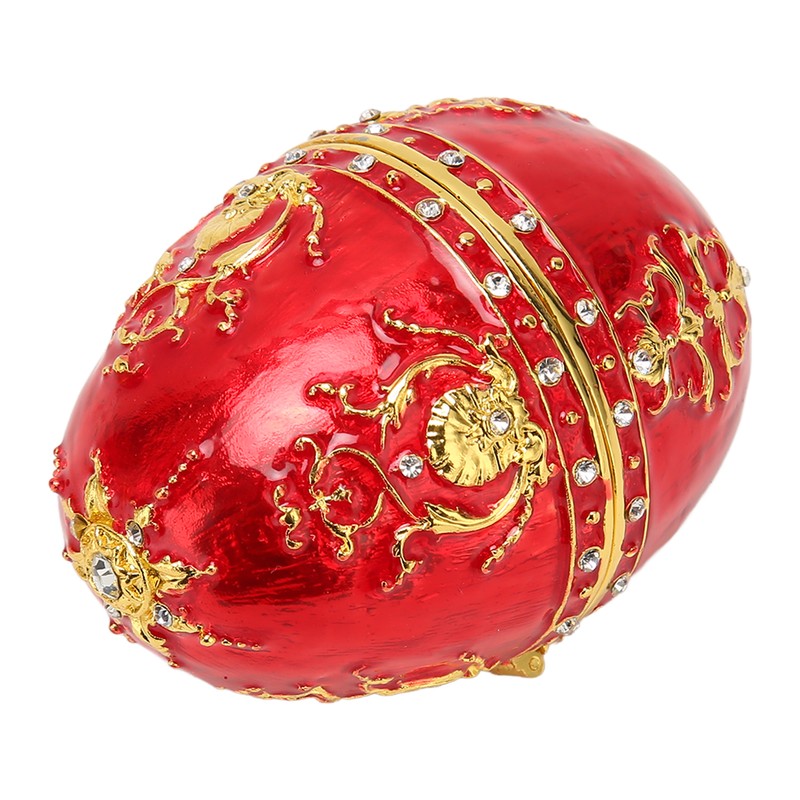 Egg Style Jewelry Trinket Box Zinc Alloy Hand Painted Enameled