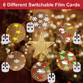 Christmas Tree Topper Star Gold, Diealles Shine Christmas Tree Topper with Dynamic LED Snow Projector, Glittering Christmas Tree Topper Star, Illuminated Star for Christmas Tree Decorations (24 x 26