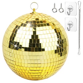 Disco Ball - 8 Inch Mirror Disco Ball, Ideal for DJ Club, Party, Wedding, Home Decor, and Live Stage with Hanging Ring for Easy Installation, Silver