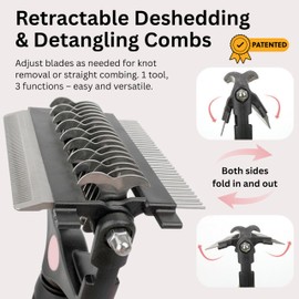 FurCare 3-in-1 Deshedding, Dematting & Detangling Pet Tool, Cat Brush Dog Brush for Grooming for Short, Long, Medium Haired Pets - Removes Knots, Loose Fur, Mats