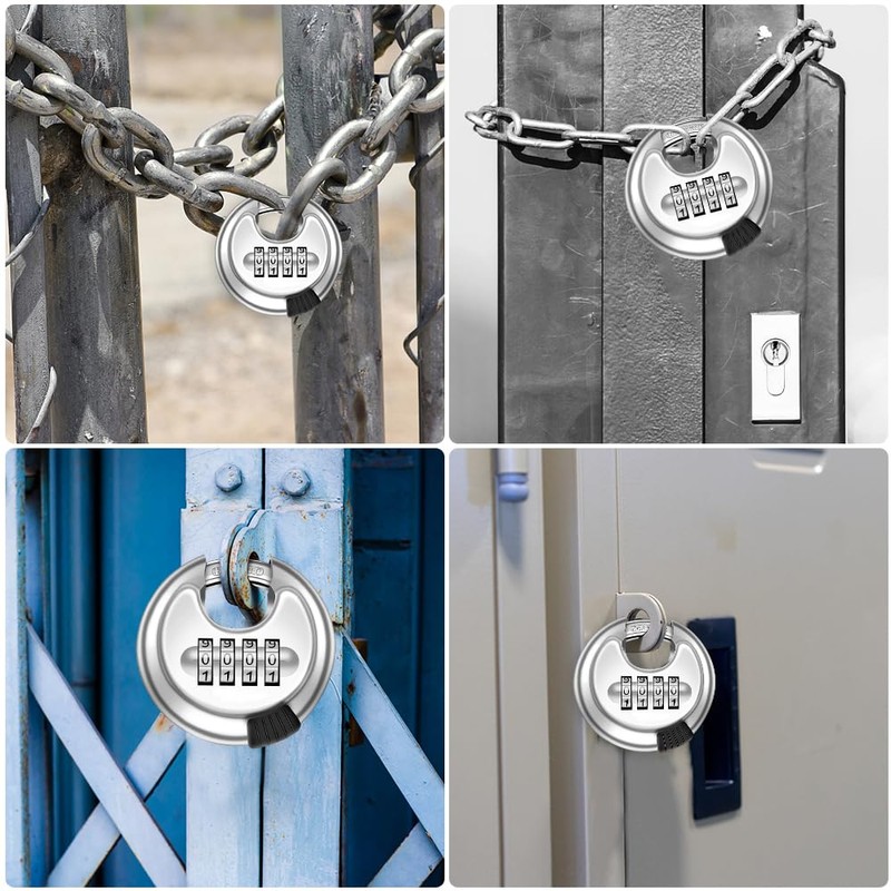 mizikuu Round Shackle Lock, 70 mm Padlock with Combination Code,