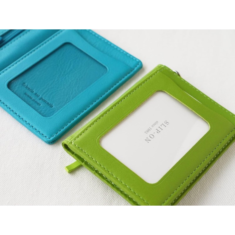 Slip-On Noir Pass Coin Case, Turquoise Blue A-NSL-3202 Genuine Leather