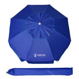 AMMSUN 6.5 ft Heavy Duty Beach Umbrella for Sand with tilt Air Vent Sun Shelter, UV 50+ Protection Outdoor Sunshade Umbrellas and Parasols with Carry Bag for Patio Garden Beach Pool Backyard Navy