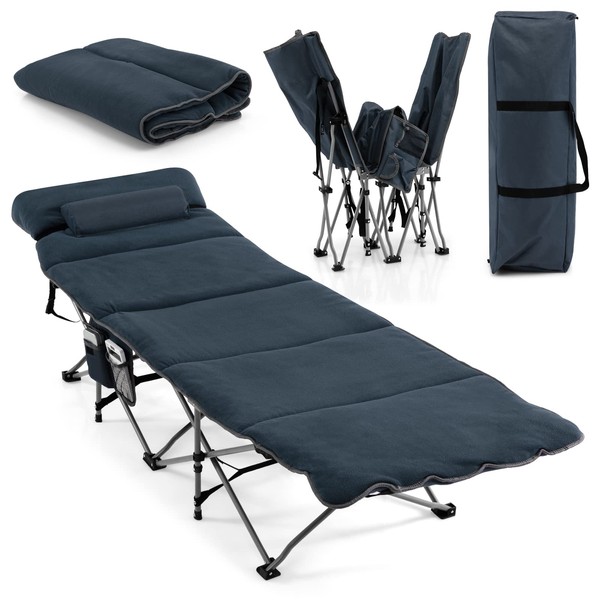 Tangkula Camping Cot for Adults, Folding Sleeping Cot with Removable