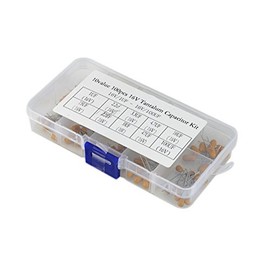 BGTXINGI 100pcs 10 Values Tantalum Capacitors 16V 1uf - 100uF Assorted Set with a Plastic Box