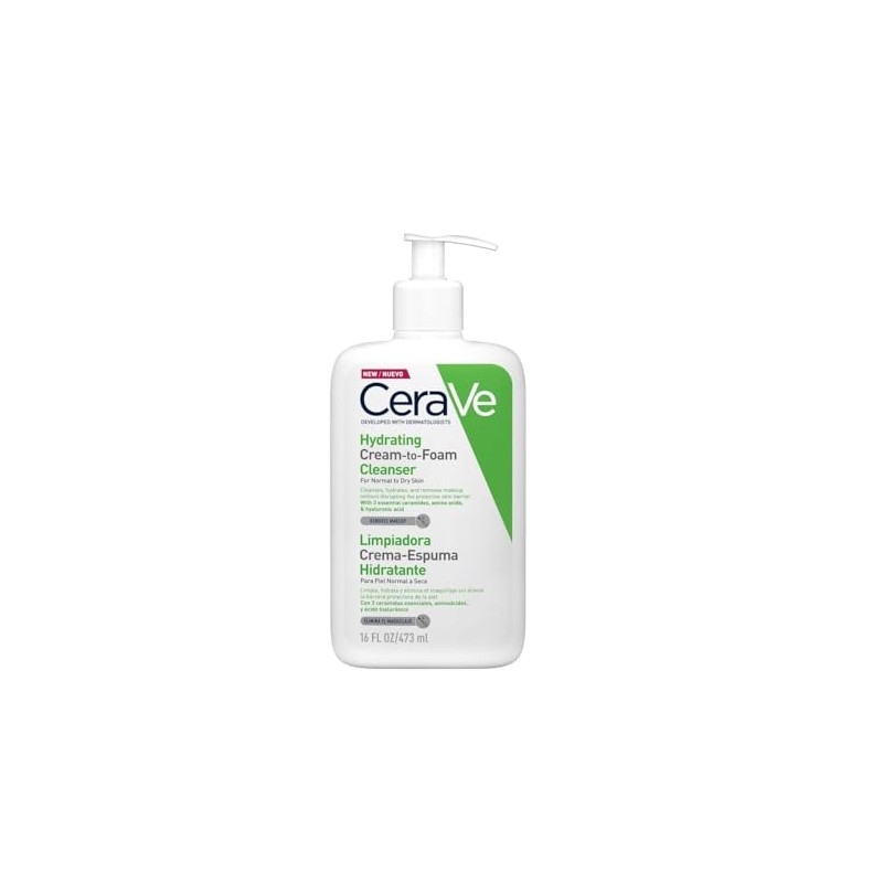 CeraVe Limpiadora Crema-Espuma Hidratante|Limpiador para piel normal a seca 473ml