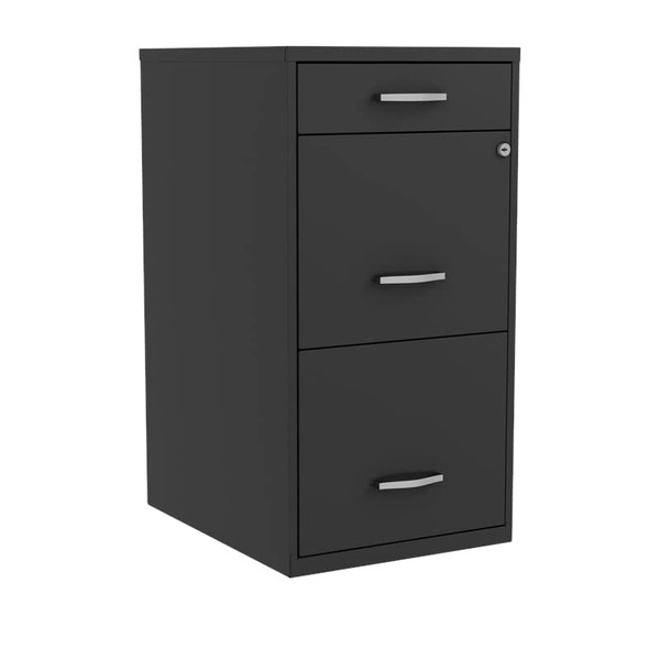 Hirsh Industries Space Solutions 18in Deep 3 Drawer Metal Organizer File Cabinet Black, Letter Size, Fully Assembled