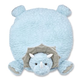 Bearington Baby Lil' Tracer Tummy Time Mat, 30 x 30 Inch Dinosaur Plush Stuffed Animal Blanket, Baby Play Mat