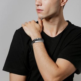 JSNOM Men's Leather Bracelet Cross: Braided Leather Christmas Father's Day Valentine's Day Birthday Gift Love Gifts Jewellery Gift for Boyfriend Husband Dad Men, Leather, No Gemstone