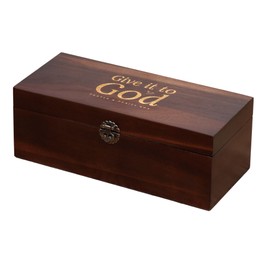 Generic Prayer Box, with Double Sided Cards, Engraved Gold Lettering, Designed Interior, Brown, xinke 3