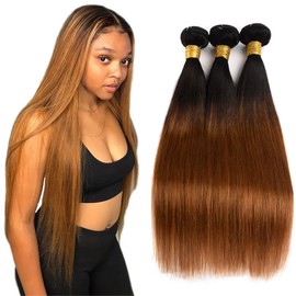 Ombre Bundles 1B30 Human Hair Bundles 30 32 34 Inch Brown Straight Bundle Soft And Healthy Hair Weave Brazilian Unprocessed Remy Hair Extensions